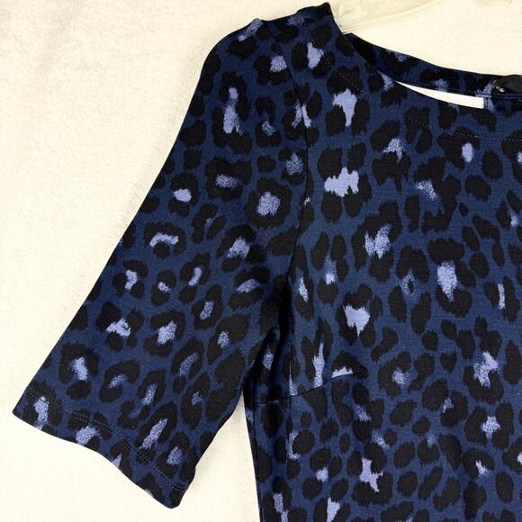 Kate Spade Blue Broome Street Leopard Lace Up Ponte Fit & Flare Dress Sz S Glam - Picture 5 of 13